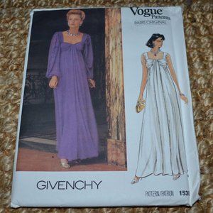 1985 Vogue Paris Original GIVENCHY Evening Length Dress Pattern 1530 UNCUT SZ 14